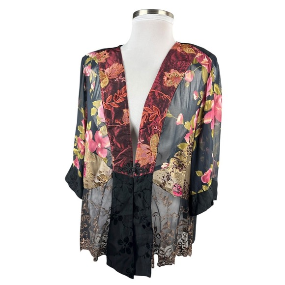 Spencer Alexis Floral Embroidered Cardigan Top Plus Size 2X Boho Fairy Artsy - Picture 5 of 15